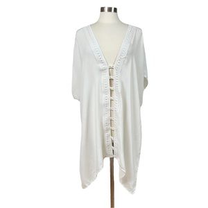Xhilaration White Beach Coverup with Crochet Trim